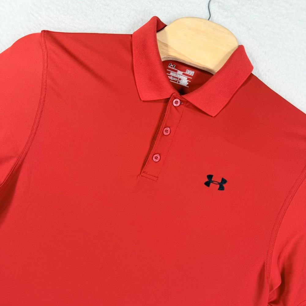 Under Armour Heatgear Mens L Red Loose Fit Polo Shirt Golf Performance *Flaw‎